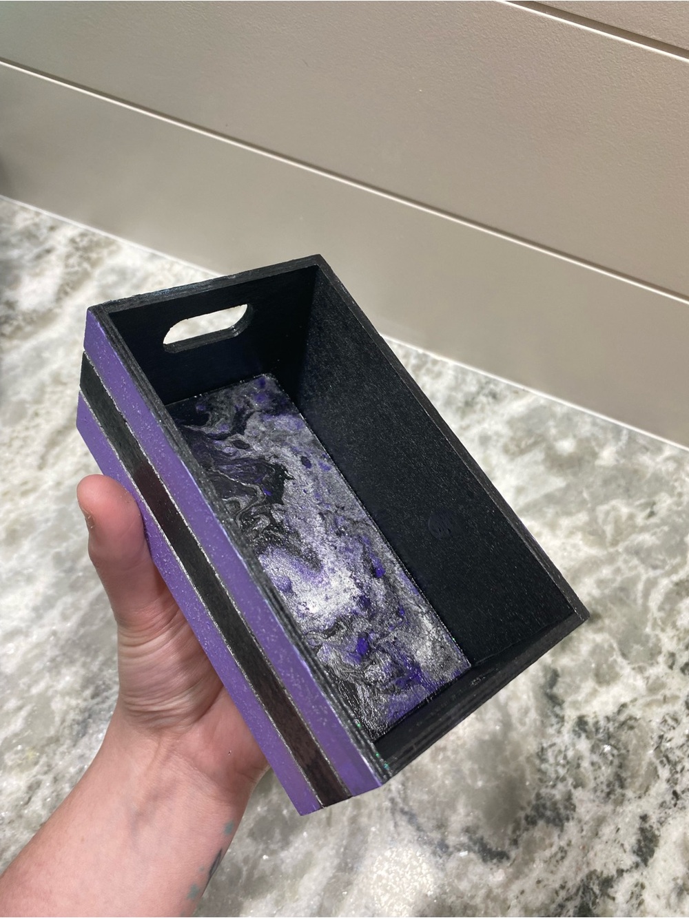 Hand Crafted Black and Purple Decorative Tray
